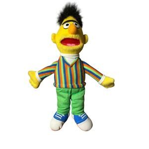 Sesame Street Plush Bert Striped Shirt Green Pants Blue Shoes Stuffed Animal 10"